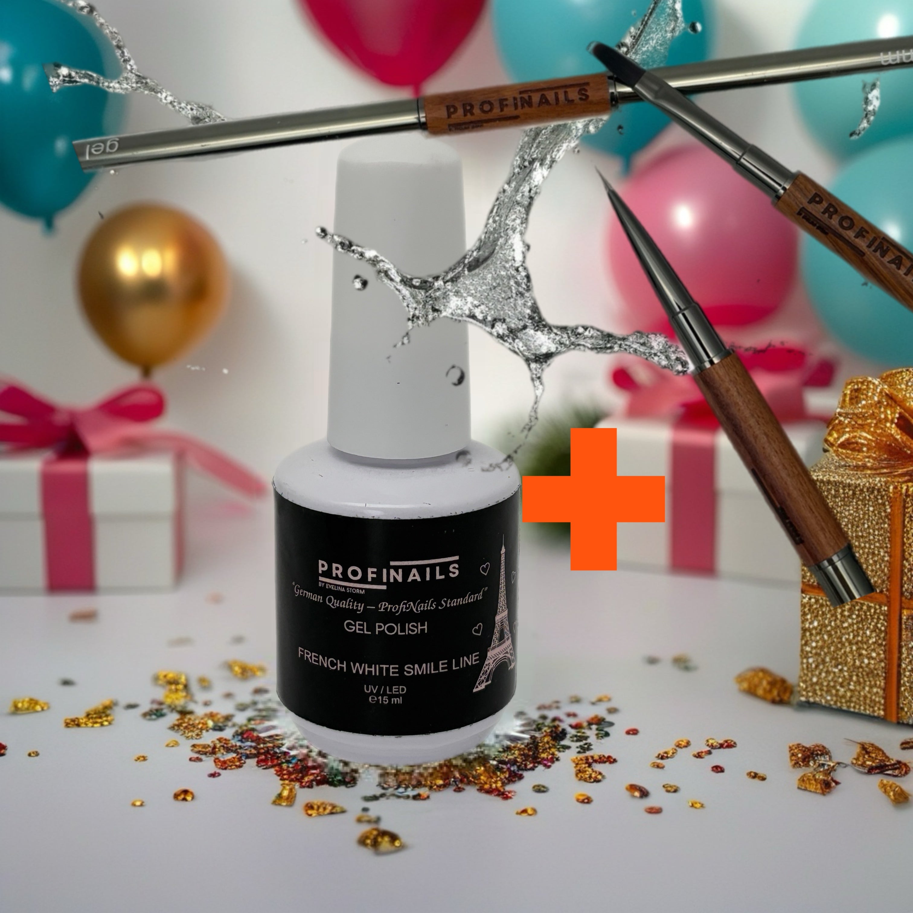 Set French Gel Polish French Line + Pinsel