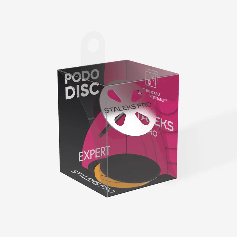 Staleks Pro PDSET-25 podo disc holder, 25mm size L, in retail packaging with black and pink design