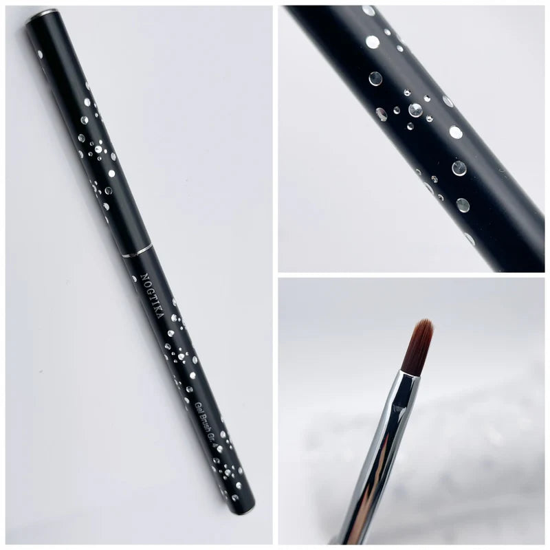Pinsel 4 Nogtika professional gel brush with black spotted handle and premium mixed bristles for even gel application