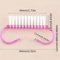 Burste 1 ST pink nail cleaning brush with synthetic bristles and curved handle showing measurement dimensions