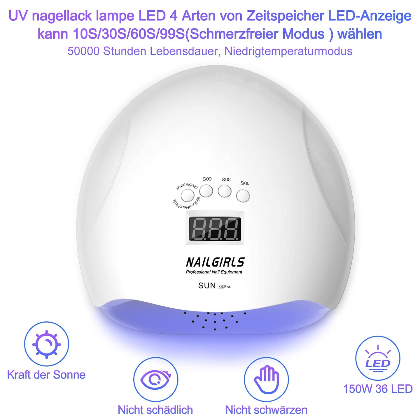 NAILGIRLS LED UV Lampe ,150W