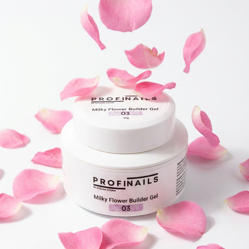 Milky Flower Gel – Builder Gel mit echten Blütenpartikeln ProfiNails