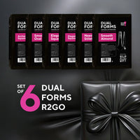6X DUAL TIPS 6X140 STK. VON R2GO nail extension forms set in black packaging with pink labels showing different tip shapes